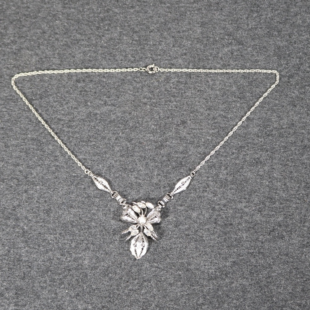 Vintage 925 Sterling Silver Bojar Filigree Necklace